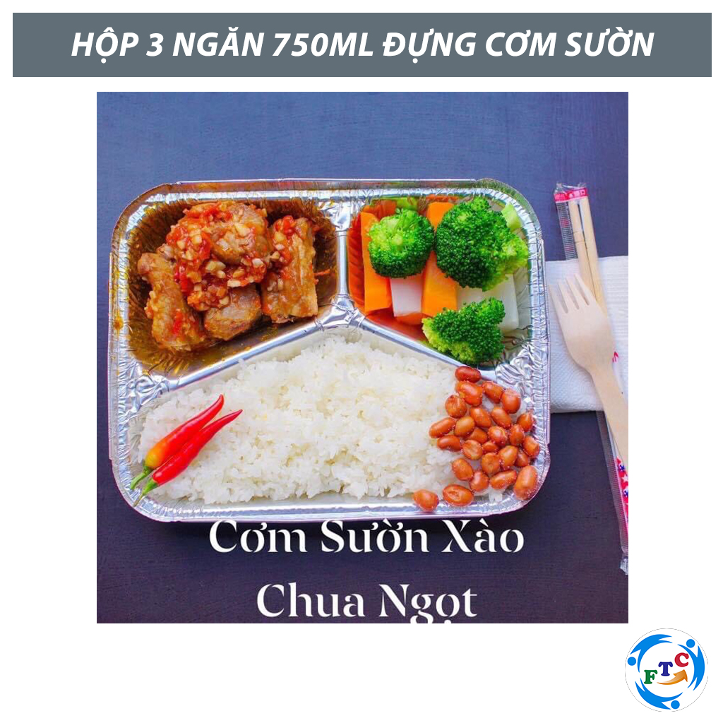 khay đựng thực phẩm 3 ngăn cao cấp dùng  lần