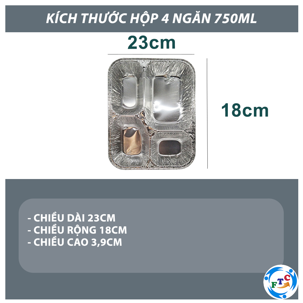 khay giấy bạc  4 ngăn cao cấp dùng 1 lần 