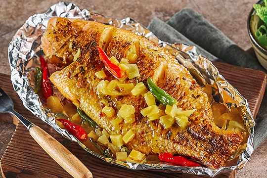 CÁ LÓC NƯỚNG GIẤY BẠC