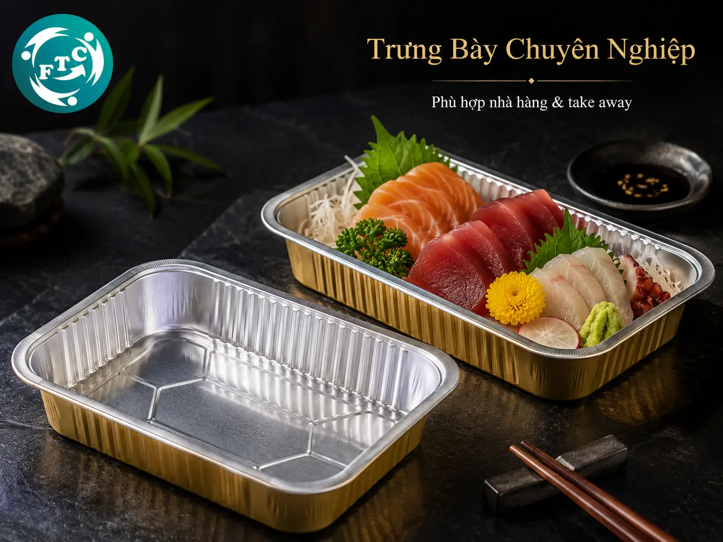 Khay nhôm đựng sashimi được nhiều nhà hàng lựa chọn