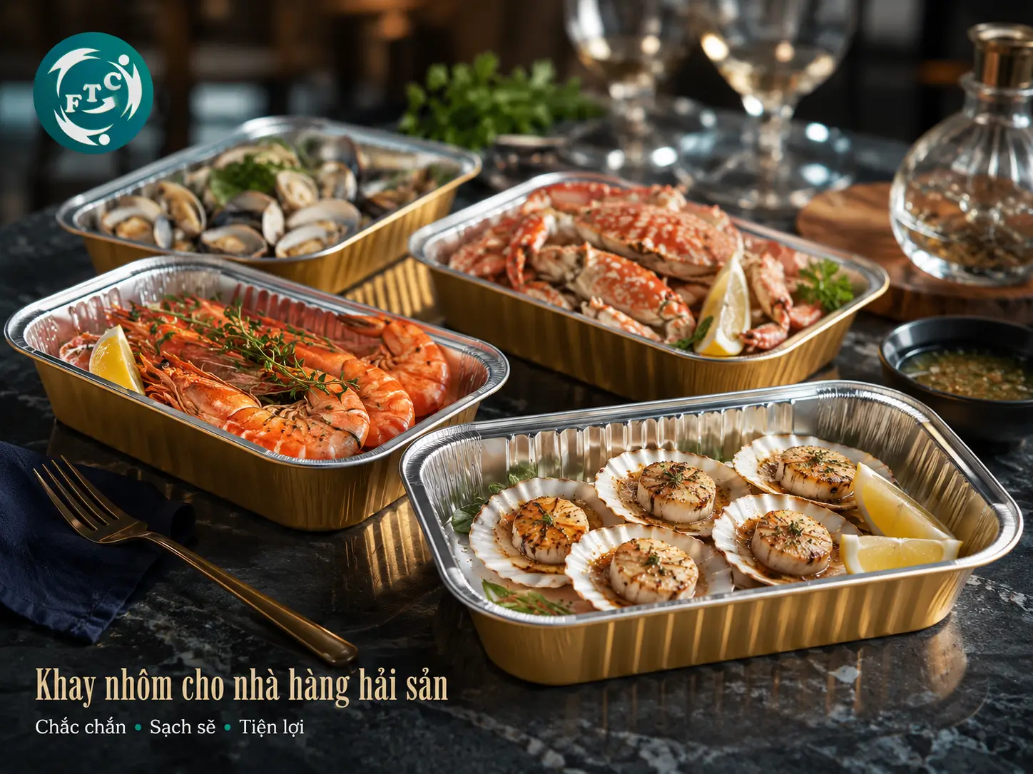 Khay nhôm cho nhà hàng hải sản
