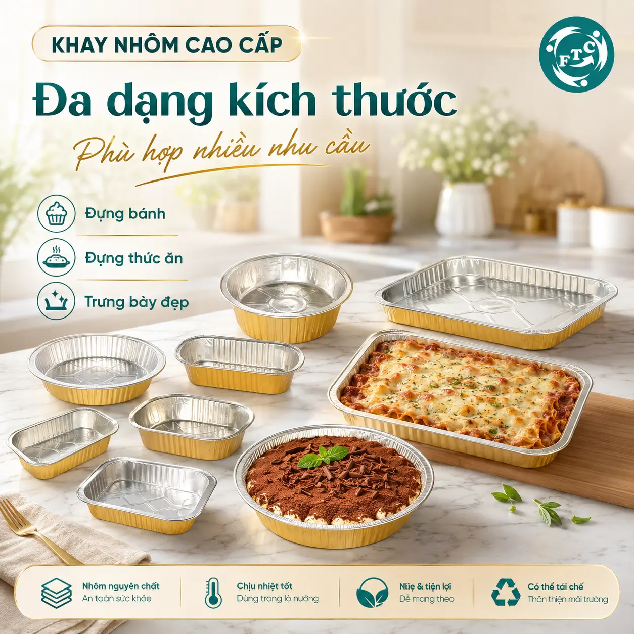 Khay nhôm cao cấp đáp ứng nhu cầu bảo quản và vận chuyển thực phẩm