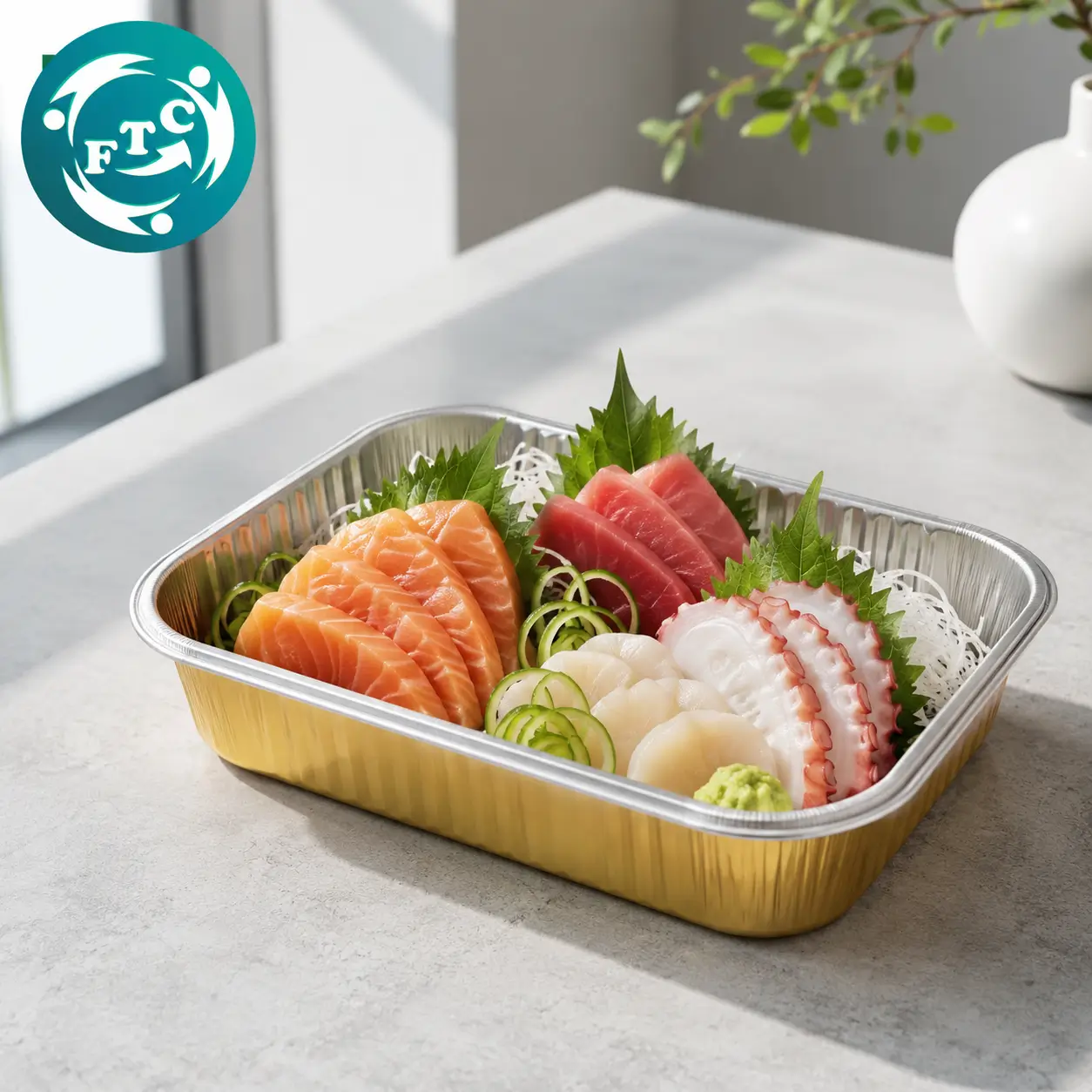 Khay nhôm đựng sashimi giúp món ăn được đóng gói chỉn chu