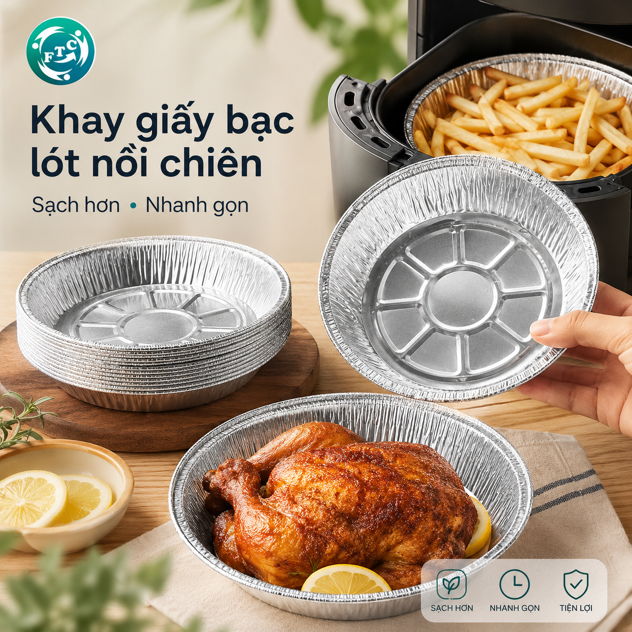 Khay giấy bạc lót nồi chiên không dầu