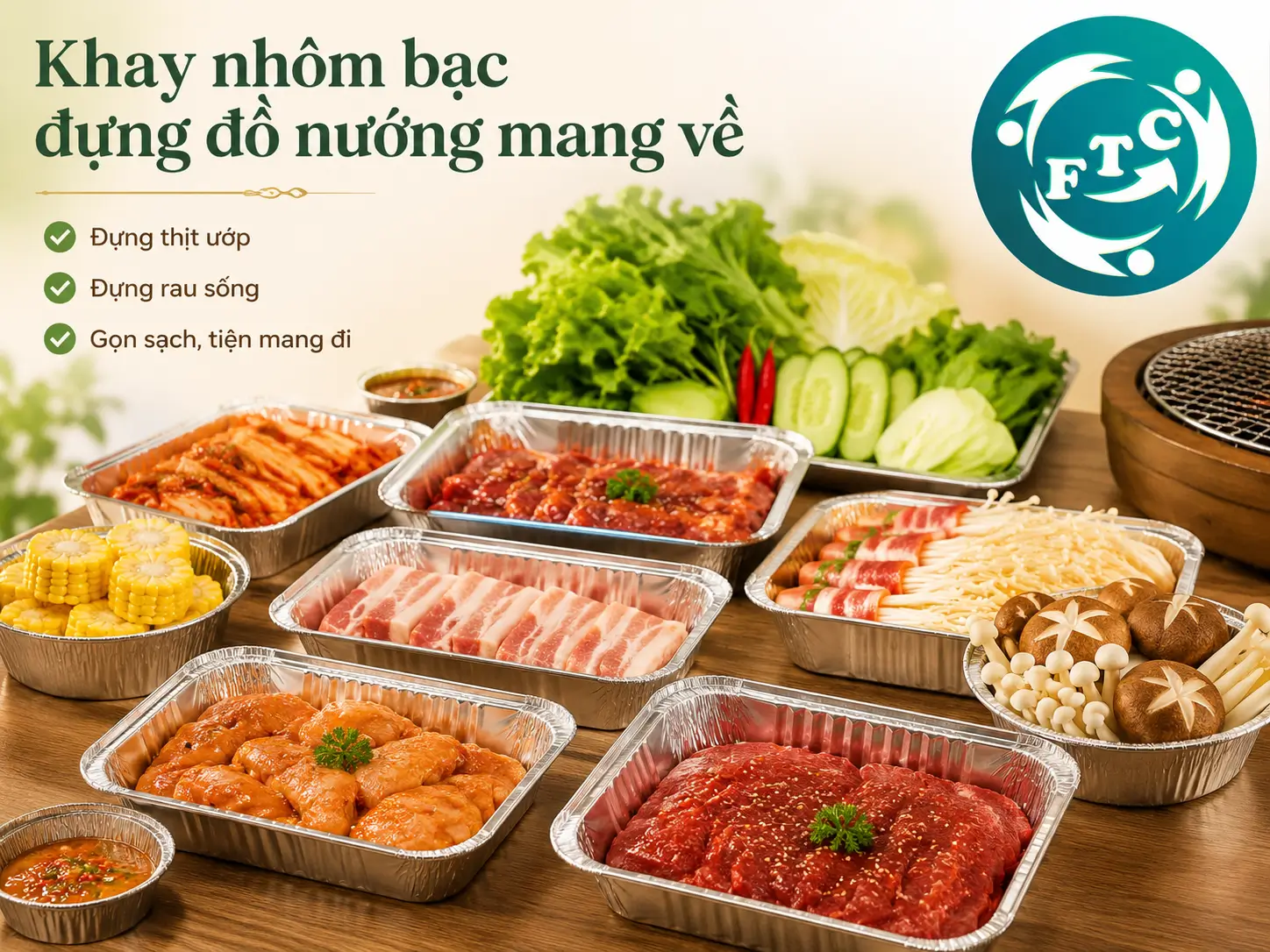 Khay nhôm bạc đựng đồ nướng mang về