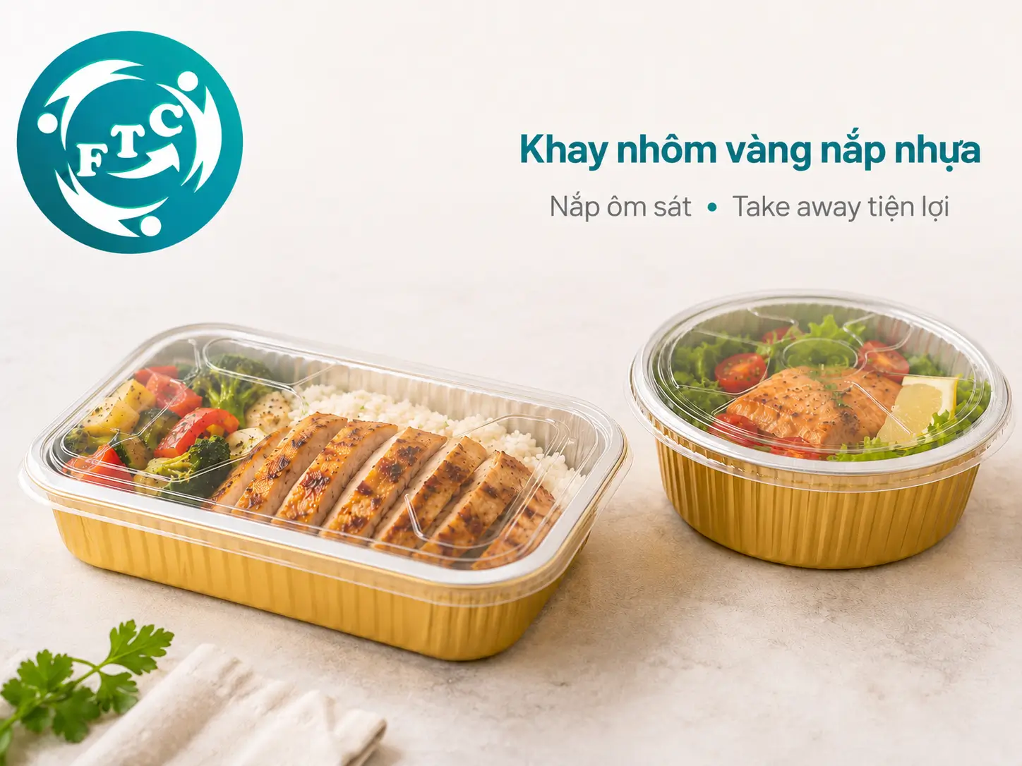 Khay nhôm vàng nắp nhựa