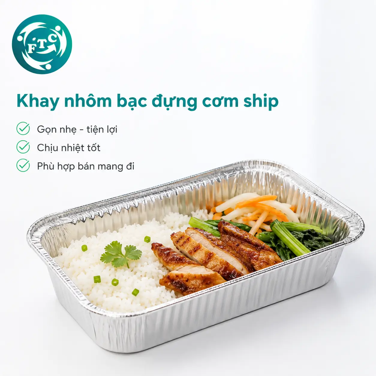 Khay nhôm bạc đựng cơm ship