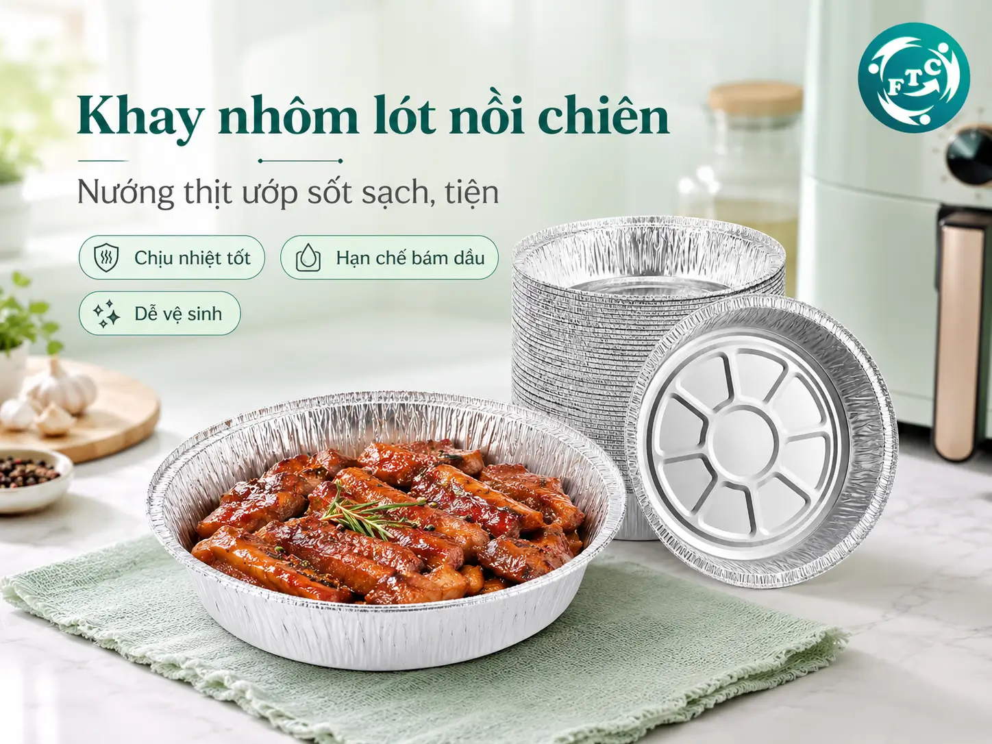 Khay nhôm lót nồi chiên nướng thịt ướp sốt mang đến trải nghiệm nấu ăn tiện lợi và sạch sẽ hơn